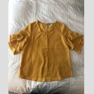 Yellow Fun and layered Sleeves Shirt